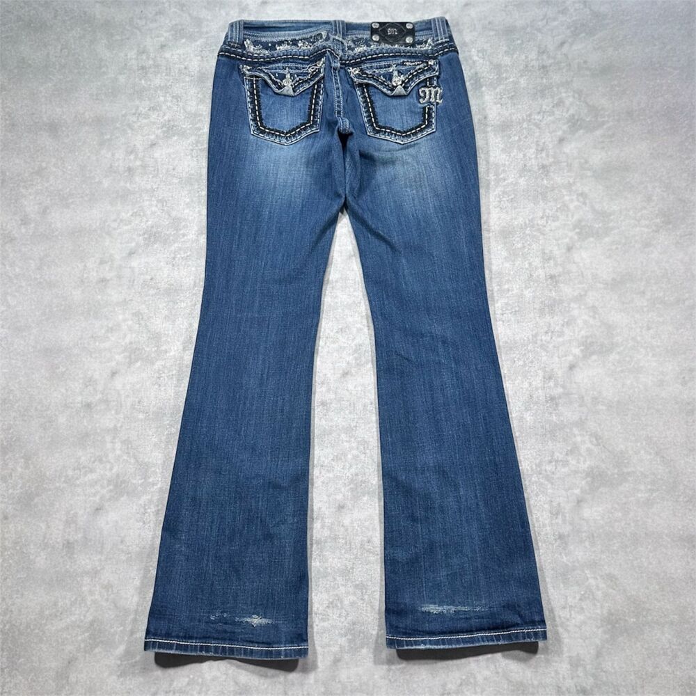Y2K Miss Me Women's 28 Easy Boot J5733el Blue Embroidered Flare Jeans